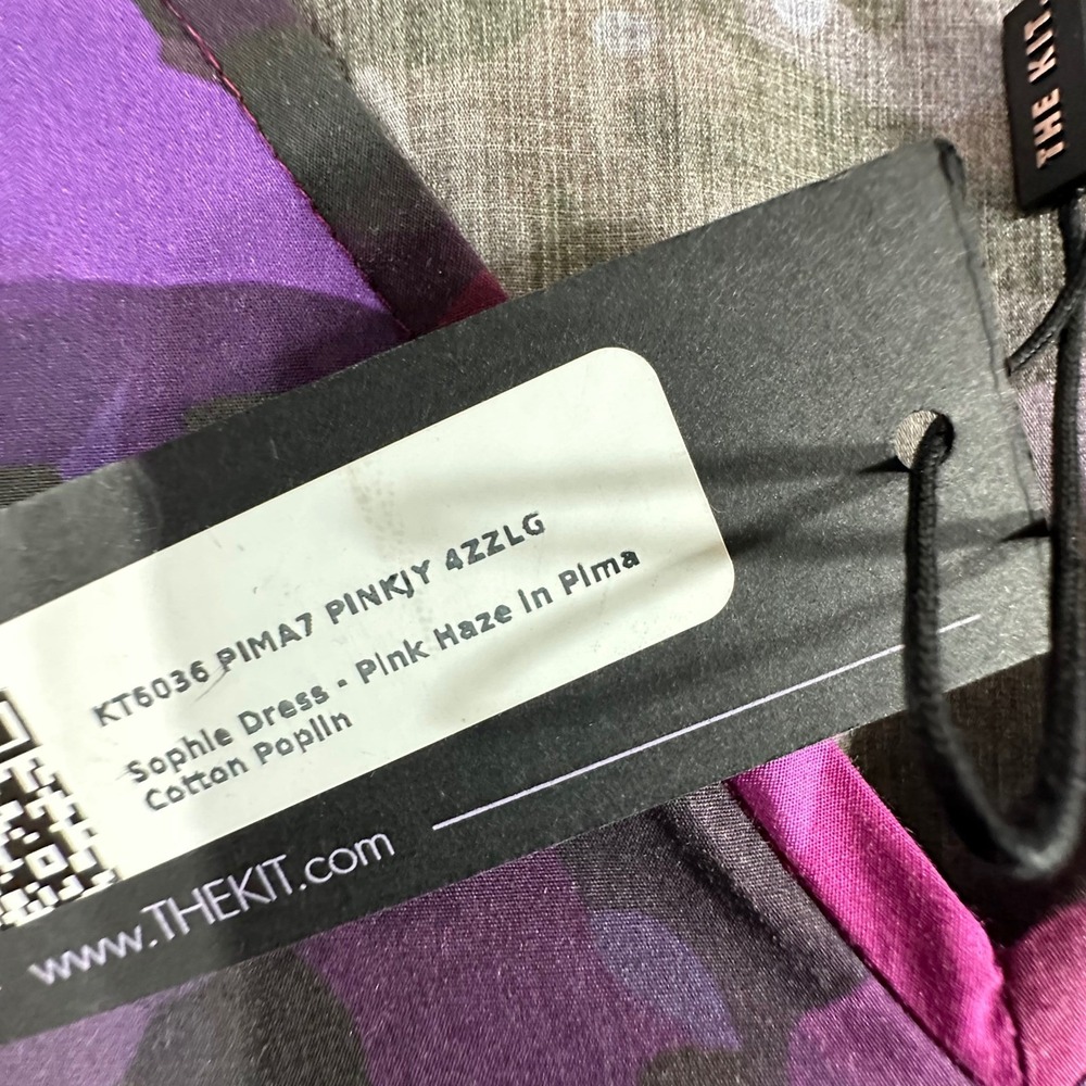 THE KIT. Purple Floral Cotton V-Neck Midi Dress with Pockets and Ruffle Size L - Picture 13 of 16